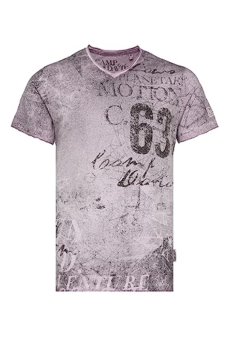 Camp David Herren T-Shirt mit V-Neck und All Over Print French Violet XXXL von Camp David