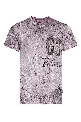 Camp David Herren T-Shirt mit V-Neck und All Over Print French Violet XXL von Camp David