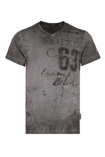 Camp David Herren T-Shirt mit V-Neck und All Over Print Mud XXL von Camp David