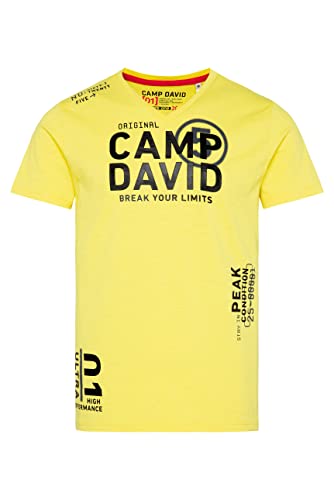 Camp David Herren T-Shirt mit V-Neck und Rubber Prints von Camp David