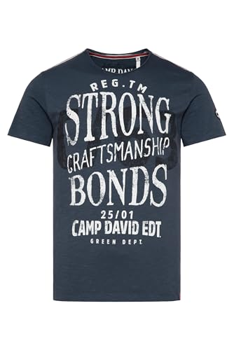 Camp David Herren T-Shirt mit Vintage Prints Dark Teal XXL von Camp David