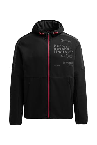 Camp David Herren Trainingsjacke aus Interlock mit Kapuze und Artworks Black, Xl von Camp David