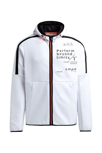 Camp David Herren Trainingsjacke aus Interlock mit Kapuze und Artworks Opticwhite, M von Camp David