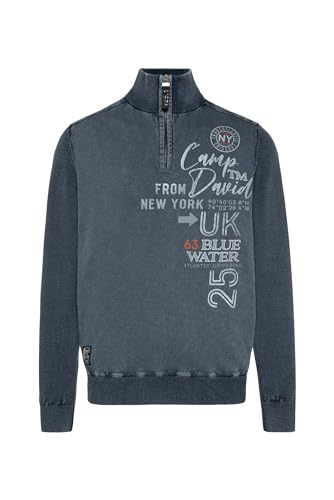 Camp David Herren Troyer-Pullover Stone Washed im Materialmix Blue Navy 4XL Camp David Herren Troyer-Pullover Stone Washed im Materialmix Blue Navy 4XL von Camp David