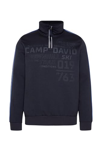 Camp David Herren Troyer-Sweatshirt mit Artwork und Streifen-Tapes Deep Sea M von Camp David