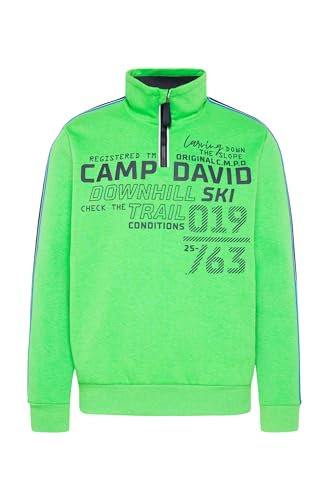 Camp David Herren Troyer-Sweatshirt mit Artwork und Streifen-Tapes Electric Green L von Camp David