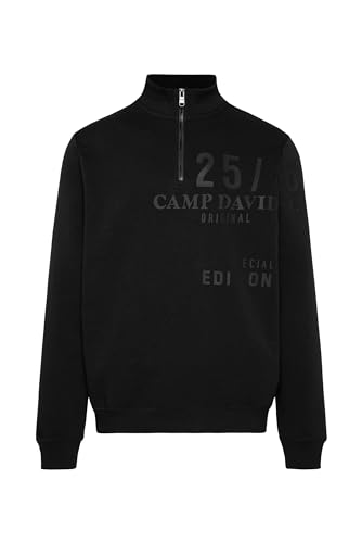 Camp David Herren Troyer-Sweatshirt mit Rubber Prints Black L von Camp David