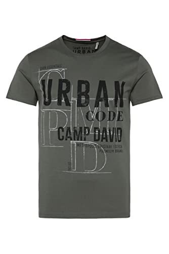 Camp David Herren Urban T-Shirt mit Label Print Dark Olive L von Camp David