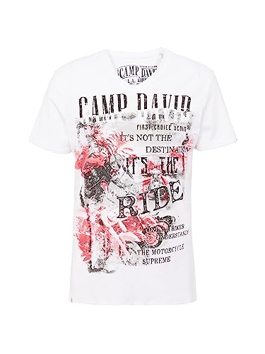 Camp David Herren Shirt weiß/schwarz/Altrosa L von Camp David