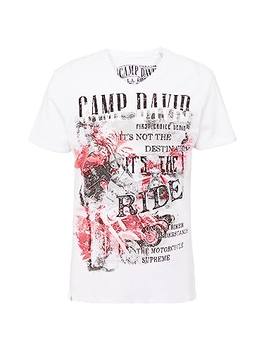 Camp David Herren Shirt weiß/schwarz/Altrosa XXL von Camp David