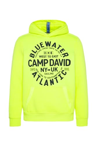 Camp David Herren Hoodie mit rundem Puff Print Neon Lime XXL von Camp David