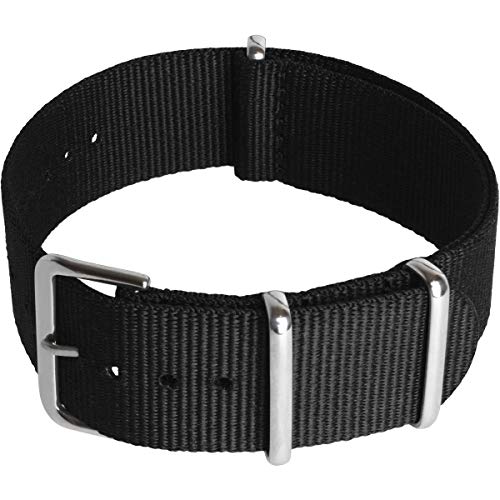 CampTeck U6948 - Nylon Ersatz Uhrenarmband Militär Uhrband (Breite 18|20|22|24mm) mit Verschlussschnalle aus rostfreiem Stahl für Spring Bar Uhren - Schwarz - 22mm von CampTeck