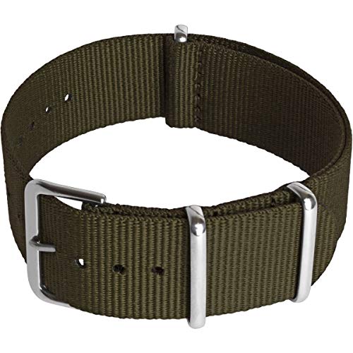 CampTeck U6949 - Nylon Ersatz Uhrenarmband Militär Uhrband (Breite 18|20|22|24mm) mit Verschlussschnalle aus rostfreiem Stahl für Spring Bar Uhren - Olivgrün - 18mm von CampTeck