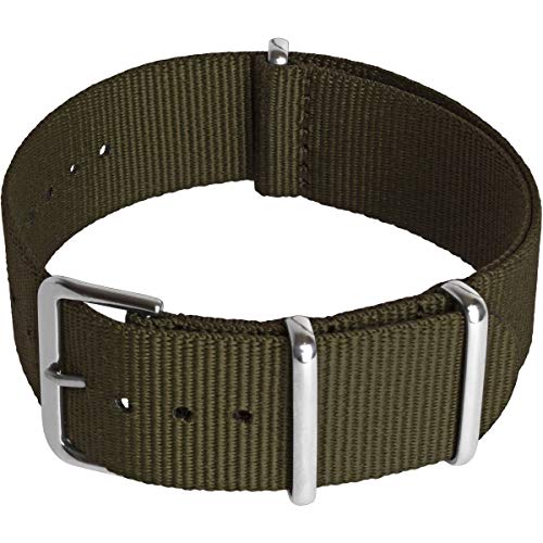 CampTeck U6950 - Nylon Ersatz Uhrenarmband Militär Uhrband (Breite 18|20|22|24mm) mit Verschlussschnalle aus rostfreiem Stahl für Spring Bar Uhren - Olivgrün - 20mm von CampTeck