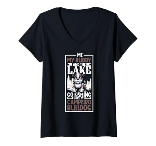 Damen Angeln und Campeiro Bulldogge T-Shirt mit V-Ausschnitt Damen Angeln und Campeiro Bulldogge T-Shirt mit V-Ausschnitt von Campeiro Bulldogge Designs