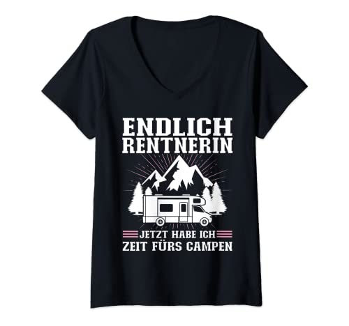 Damen Endlich Rentnerin Campen Rentnerin Campen T-Shirt mit V-Ausschnitt Damen Endlich Rentnerin Campen Rentnerin Campen T-Shirt mit V-Ausschnitt von Campen & Wohnmobil Geschenk