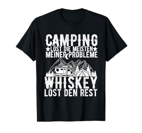 Camper Wohnmobil Geschenk Für Camping Herren Unisex Camping Mit Wohnwagen Wohnmobil Camper T-Shirt Schwarz Klein EU S Kurzarm Crew Neck Klassische Passform Pull-On 100% Baumwolle Camping T-Shirt von Camper Wohnmobil Geschenk Für Camping