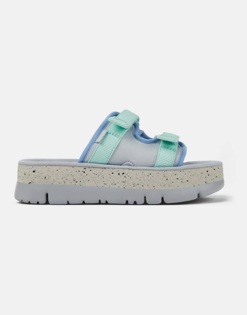 Camper - Oruga - Slider-Sandalen in Graublau mit Plateausohle von Camper