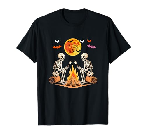 Cute Couple Skeletons Camping Halloween Kids Family Group T-Shirt von Camping, Travelling Halloween Costume