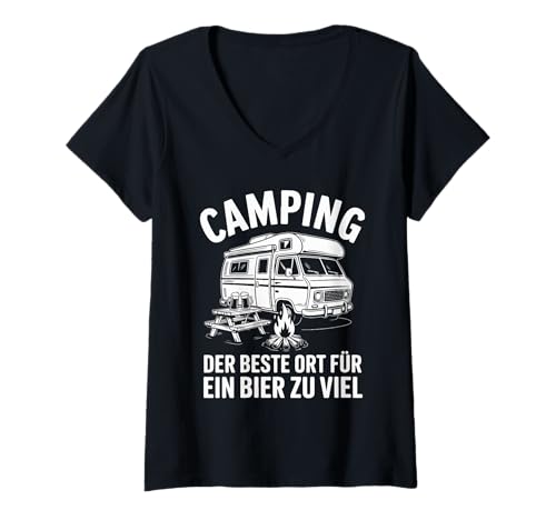 Damen Camping Der Beste Ort Für EIN Bier Zu Viel T-Shirt mit V-Ausschnitt Damen Camping Der Beste Ort Für EIN Bier Zu Viel T-Shirt mit V-Ausschnitt von Camping Abenteuer Bier Natur Freiheit Entspannung