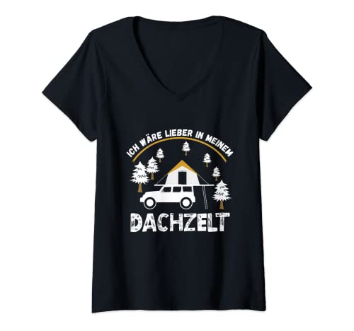 Damen Dachzelt Camper Naturbegeisterte Dachzelt Nomade T-Shirt mit V-Ausschnitt Damen Dachzelt Camper Naturbegeisterte Dachzelt Nomade T-Shirt mit V-Ausschnitt von Camping Auto 4WD Survival Trucks