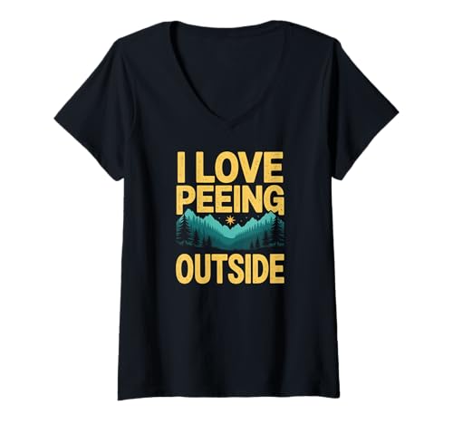 Damen Camping I Love Peeing Outside Lustiges Abenteuer T-Shirt mit V-Ausschnitt Damen Camping I Love Peeing Outside Lustiges Abenteuer T-Shirt mit V-Ausschnitt von Camping Enthusiasts Outdoor Nature Adventure