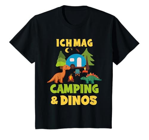 Camping Und Dinos Wohnwagen Zubehör Kind Junge Camper T-Shirt von Camping Kinder Mit Dino Campingplatz Zubehör Junge