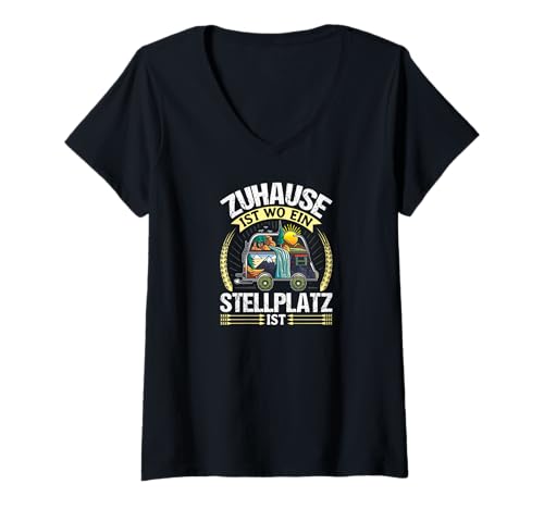 Damen Zuhause Stellplatz Camping Wohnmobil T-Shirt mit V-Ausschnitt Damen Zuhause Stellplatz Camping Wohnmobil T-Shirt mit V-Ausschnitt von Camping Kleidung Wohnmobil
