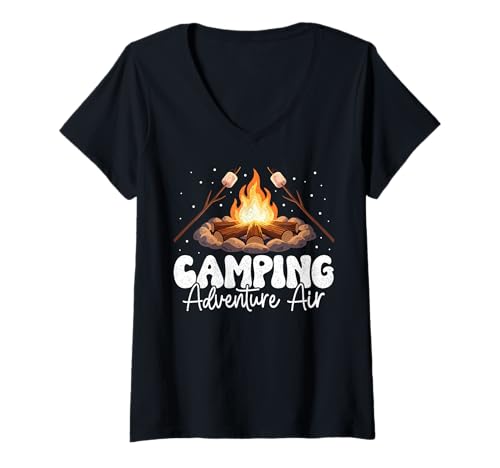 Damen Camping - Adventure Air T-Shirt mit V-Ausschnitt Damen Camping - Adventure Air T-Shirt mit V-Ausschnitt von Camping Mood Apparel