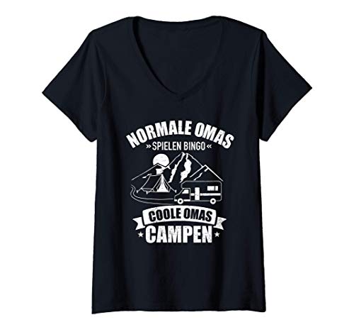 Damen Coole Omas campen Spruch für Camping Oma T-Shirt mit V-Ausschnitt von Camping Oma Shop
