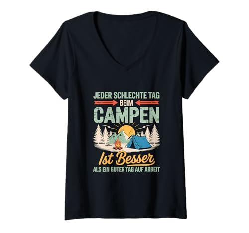 Damen Schlechte Tag Beim Campen Besser Guter Tag Auf Arbeit T-Shirt mit V-Ausschnitt Damen Schlechte Tag Beim Campen Besser Guter Tag Auf Arbeit T-Shirt mit V-Ausschnitt von Camping Wohnwagen Outdoor Wohnmobil