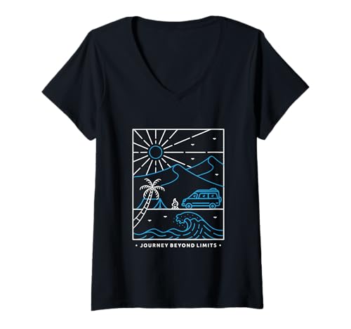 Damen Camping Pfadfinder Berg Wandern Wald Campers Abenteuer T-Shirt mit V-Ausschnitt Damen Camping Pfadfinder Berg Wandern Wald Campers Abenteuer T-Shirt mit V-Ausschnitt von Camping and Hiking Designs