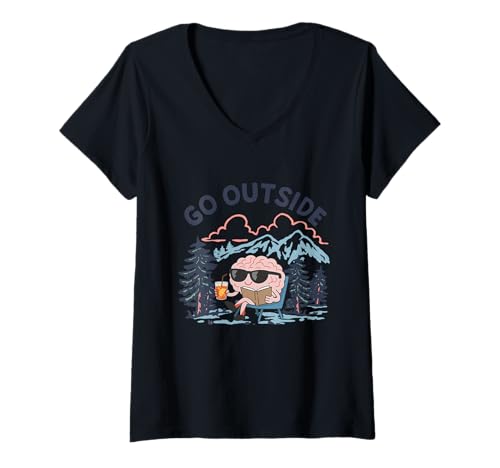 Damen Camping Pfadfinder Berg Wandern Wald Campers Abenteuer T-Shirt mit V-Ausschnitt Damen Camping Pfadfinder Berg Wandern Wald Campers Abenteuer T-Shirt mit V-Ausschnitt von Camping and Hiking Designs