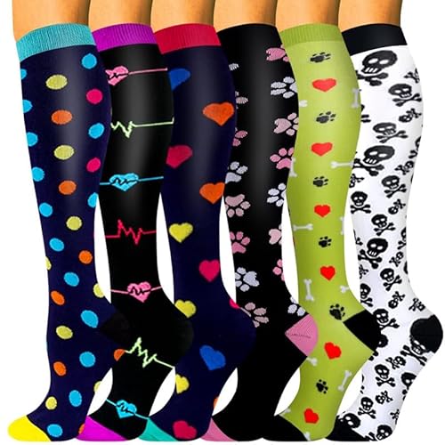 Campsnail 6 Paar Kompressionsstrümpfe für Damen und Herren Kompressionssocken Compression Socks Stützstrümpfe Fußballsocken für Laufen von Campsnail