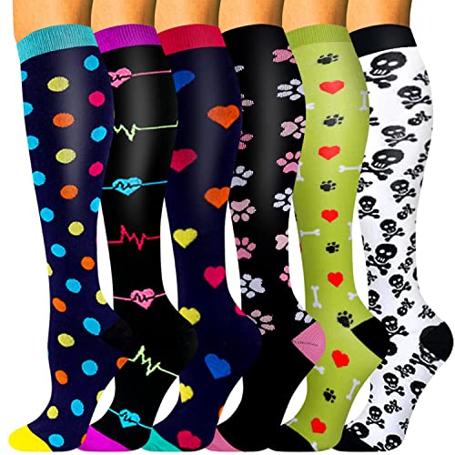 Campsnail 6 Paar Kompressionsstrümpfe für Damen und Herren Kompressionssocken Compression Socks Stützstrümpfe Fußballsocken für Laufen von Campsnail