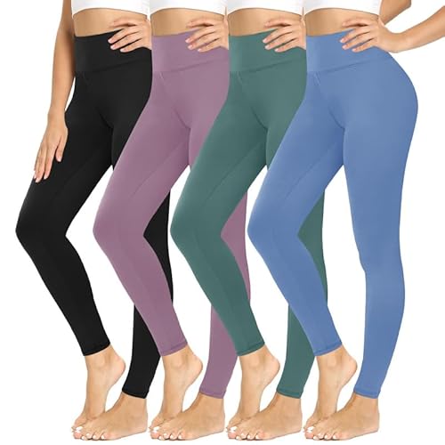 CAMPSNAIL Leggings Damen High Waist Blickdicht Leggings Weich Leggins Elastisch Sportleggins Lang Bauchweg Push Up Hose für Yoga Sport Gym(Schwarz/Dunkelgrün/Hellblau/lila, One Size(DE34-40)) von CAMPSNAIL