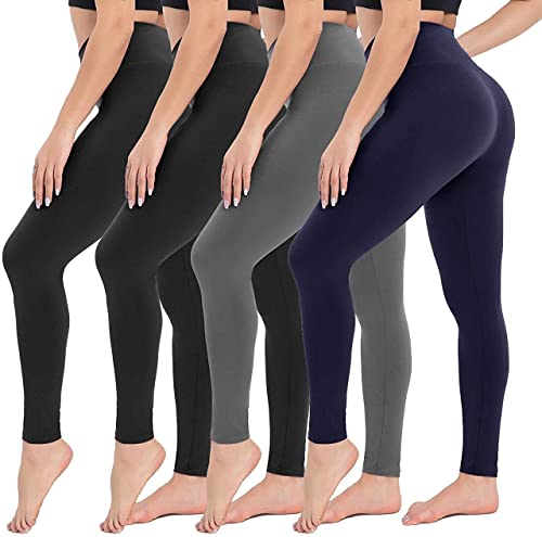 CAMPSNAIL Leggings Damen High Waist Blickdicht Leggings Weich Leggins Elastisch Sportleggins Lang Bauchweg Push Up Hose für Yoga Sport Gym(Schwarz/Schwarz/Dunkelgrau/Navy, One Size(DE34-40)) von CAMPSNAIL