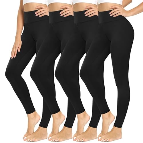 CAMPSNAIL Leggings Damen High Waist Blickdicht Leggings Weich Leggins Elastisch Sportleggins Lang Bauchweg Push Up Hose für Yoga Sport Gym(4*Schwarz, Plus Size(DE42-48)) von CAMPSNAIL