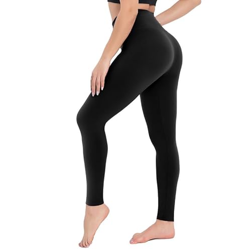 Campsnail Leggings Damen- High Waist Leggins Slim Fit Angenehm Weiche Elastische Blickdicht Sportleggings mit Bauchkontrolle(1er Pack- Schwarz, One Size(DE 34-40)) von Campsnail