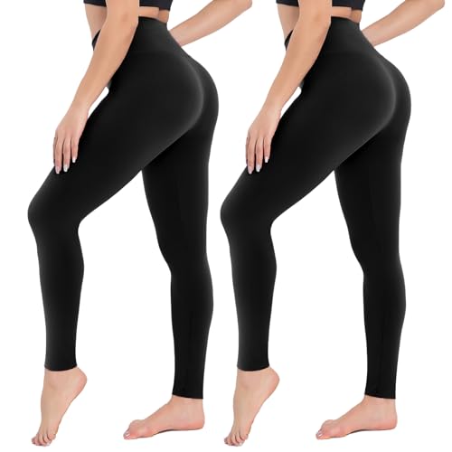 CAMPSNAIL 2er Pack Leggings Damen Schwarz High Waist Sport Leggins Blickdicht Sporthose für Gym Yoga（2er Pack- Schwarz，3XL von CAMPSNAIL