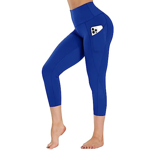 Campsnail Sport Leggings Damen mit Tasche High Waist Sporthose Blickdicht Yogahose Push Up Slim Fit Fitnesshose Laufhose für Gym Sport Yoga(Capri,Blau,L) von Campsnail