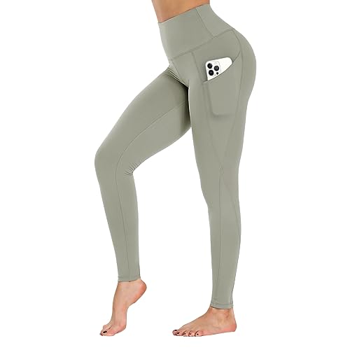 Campsnail Sport Leggings Damen mit Tasche High Waist Sporthose Blickdicht Yogahose Push Up Slim Fit Fitnesshose Laufhose für Gym Sport Yoga(Capri,Hellbraun,S) von Campsnail