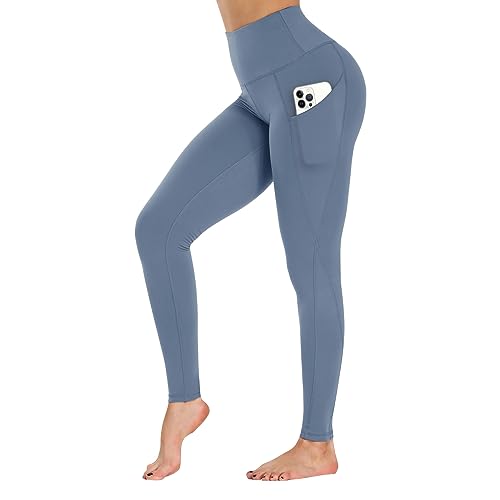 Campsnail Sport Leggings Damen mit Tasche High Waist Sporthose Blickdicht Yogahose Push Up Slim Fit Fitnesshose Laufhose für Gym Sport Yoga(Capri,Morandi Blau,L) von Campsnail