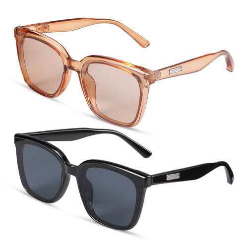 Camptrip 2 Stück Sonnenbrille Damen Sunglasses Woman Runde Sonnenbrille UV 400 Klassisch Retro Sonnenbrillen für Männer und Frauen von Camptrip