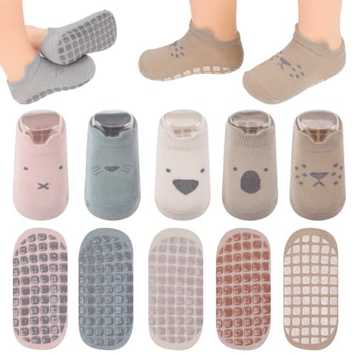 Camptrip 5 Paar Rutschsocken Kinder, Antirutschsocken Kinder Stoppersocken Kinder Anti Rutsch Socken Kind Abs Socken Kinder für 1-3 Jahre Mädchen Jungen Geburtstags und Urlaubsgeschenke von Camptrip