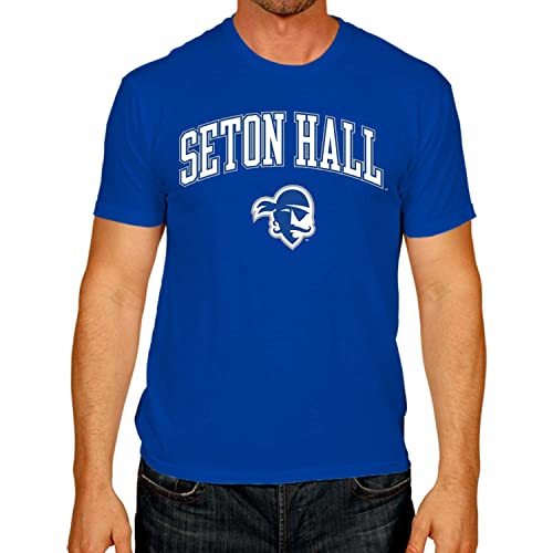 Campus Colors NCAA Erwachsene Arch & Logo Soft Style Gameday T-Shirt, Unisex-Erwachsene, Seton Hall Pirates – Royal, Medium von Campus Colors