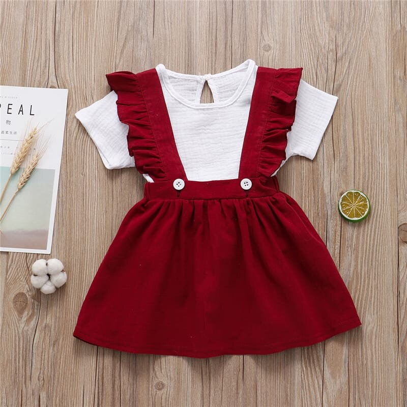 Lässiges Baby Mädchen Kleid Set.vintage Rotes Oder Grünes Süßes Für Und Kleinkinder von CamyandBunny