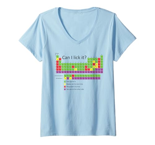 Damen Kann ich es lecken Periodensystem T-Shirt mit V-Ausschnitt von Can I lick it periodic table Tee