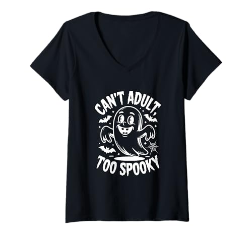 Damen Gruseliger Halloween-Humor für Erwachsene T-Shirt mit V-Ausschnitt Damen Gruseliger Halloween-Humor für Erwachsene T-Shirt mit V-Ausschnitt von Can't Adult Too Spooky Ghost Halloween Humor