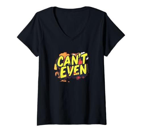 Damen Tolles Can't Even Logo in Buntem Stil T-Shirt mit V-Ausschnitt Damen Tolles Can't Even Logo in Buntem Stil T-Shirt mit V-Ausschnitt von Can't Even Outfit
